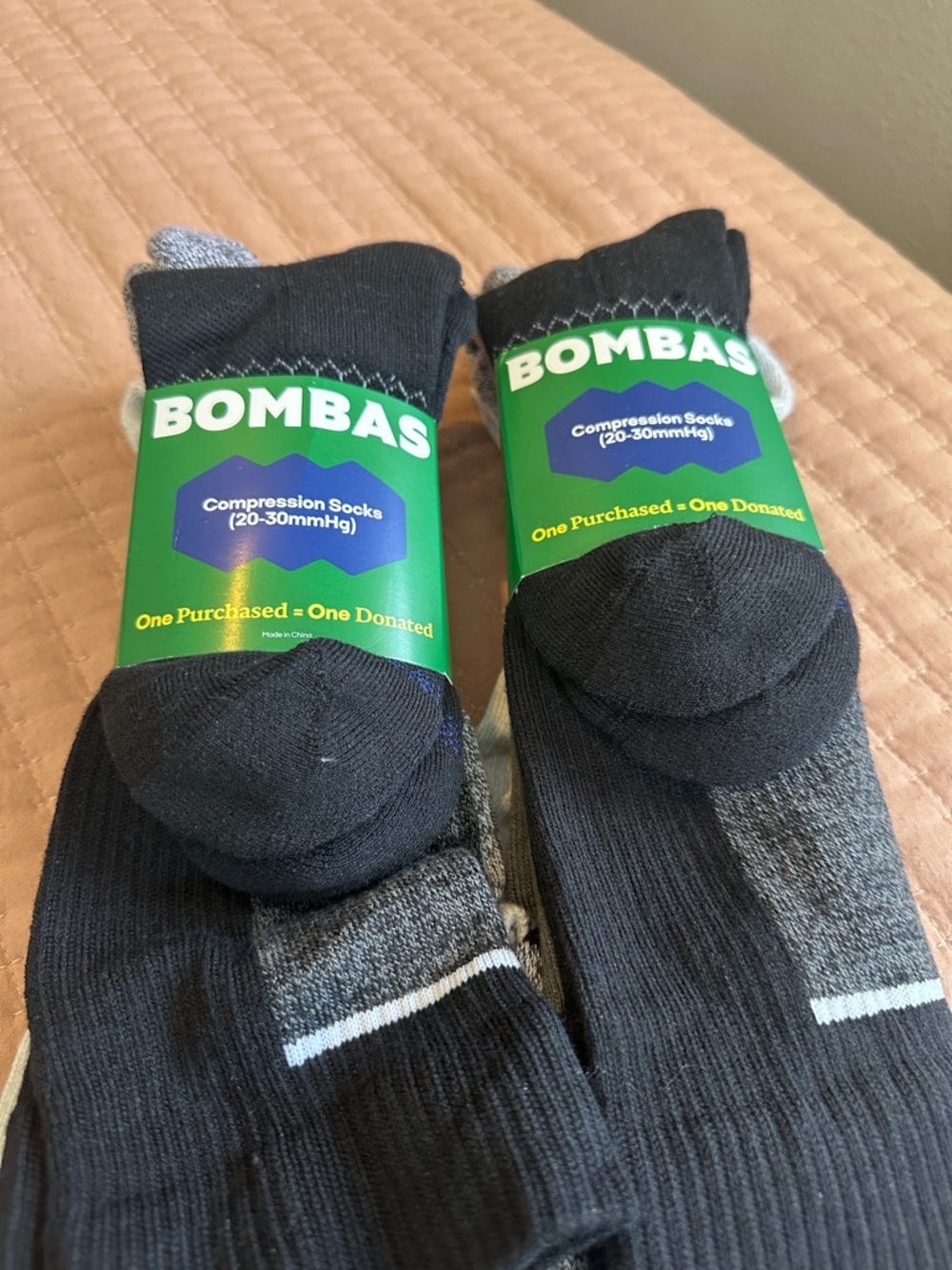 Bombas Men's Black & Gray Compression Athletic Socks